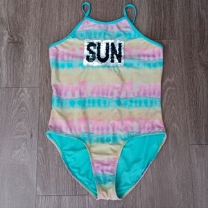 Wonder Nation One-Piece 'FUN/SUN' Flip Sequence Swimsuit